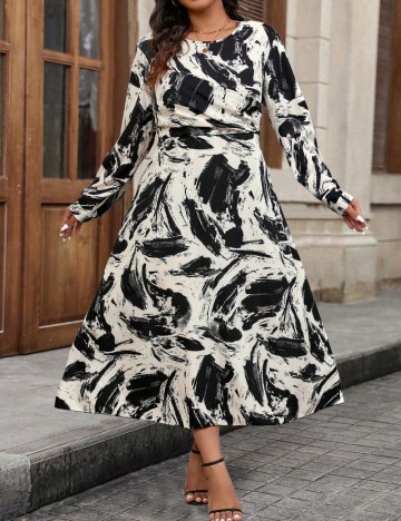 Rochie midi Shein Curve+, mix culori