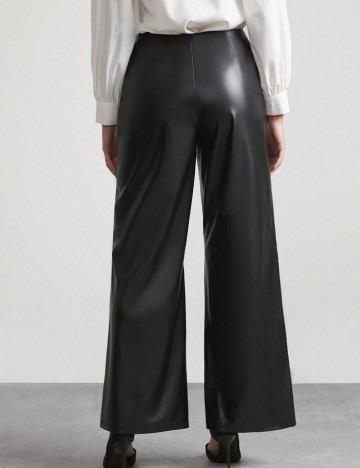 Pantaloni imitație din piele Shein, negru