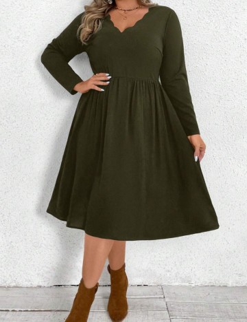 Rochie midi Shein Curve+, kaki