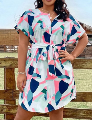 Rochie mini Shein Curve+, mix culori