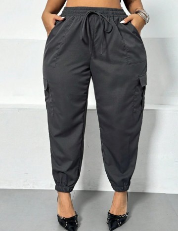 Pantaloni Shein Curve+, gri