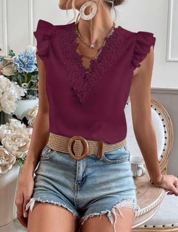 Cămașă casual Shein Curve+, vișiniu