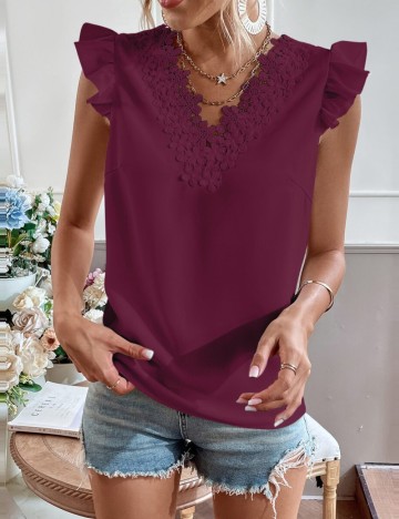 Cămașă casual Shein Curve+, vișiniu