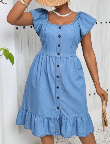 Rochie midi Shein Curve+, albastru