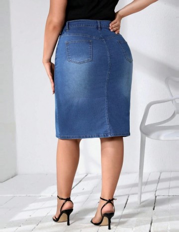 Fustă de blugi Shein Curve+, albastru