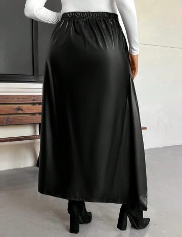 Fustă Imitație Piele Shein Curve+, negru