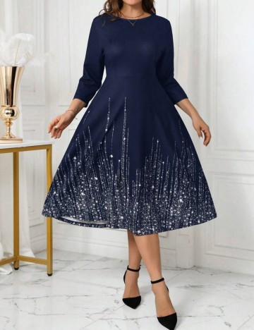 Rochie midi Shein Curve+, bleumarin