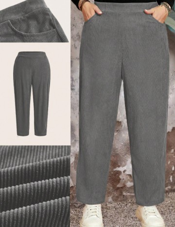Pantaloni Shein Curve+, gri