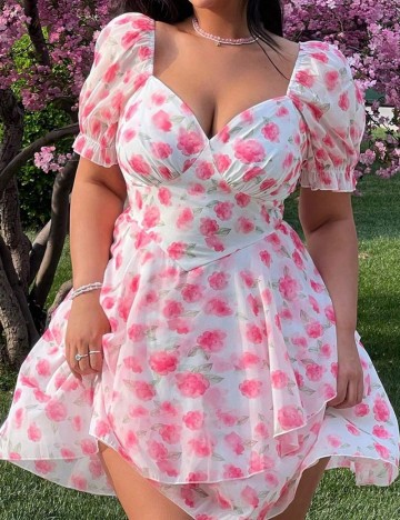 Rochie mini Shein Curve+, alb