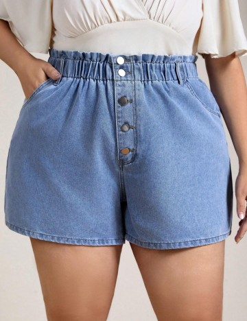 Pantaloni scurți Shein Curve+, albastru