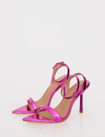 Sandale PRETTYLITTLETHING, roz metalic