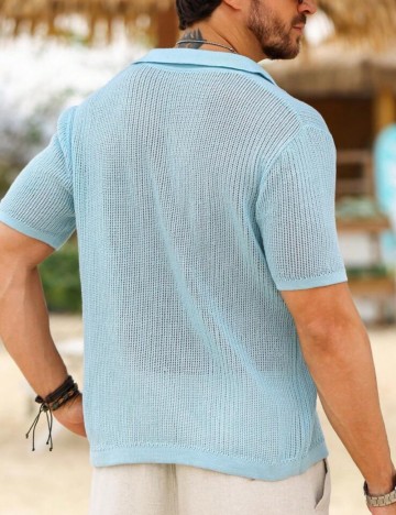 Cămașă cu mânecă scurtă Shein, bleu
