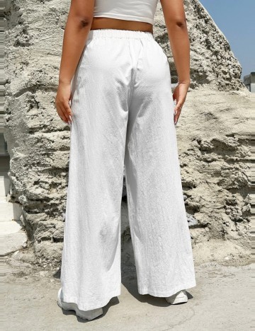 Pantaloni Shein Curve+, alb
