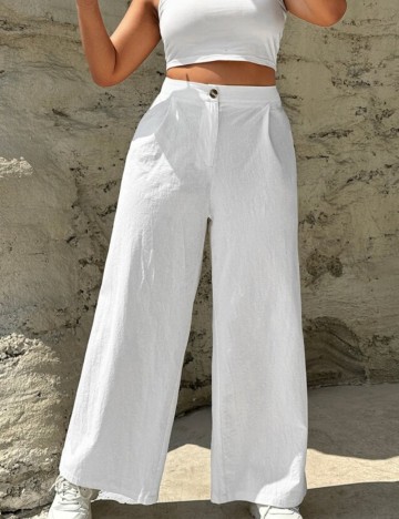 Pantaloni Shein Curve+, alb