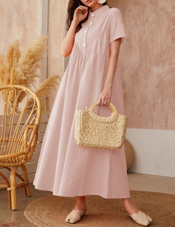 Rochie maxi Shein, roz pudra