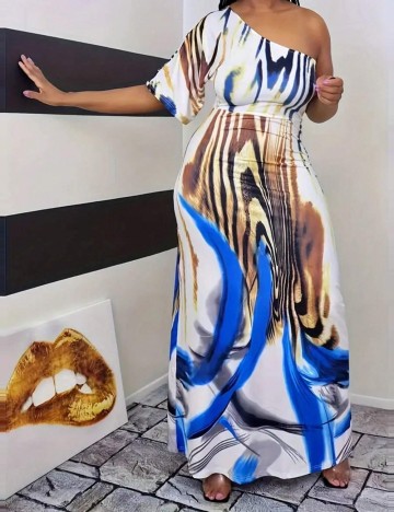 Rochie maxi Shein Curve+, mix culori