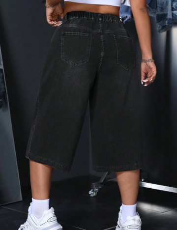 Pantaloni 3/4 Shein Curve+, negru