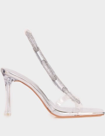 Sandale Cu Toc PRETTYLITTLETHING, argintiu