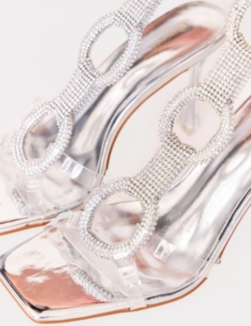 Sandale Cu Toc PRETTYLITTLETHING, argintiu