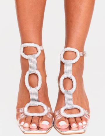 Sandale Cu Toc PRETTYLITTLETHING, argintiu