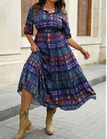 Rochie midi Shein Curve+, mix culori
