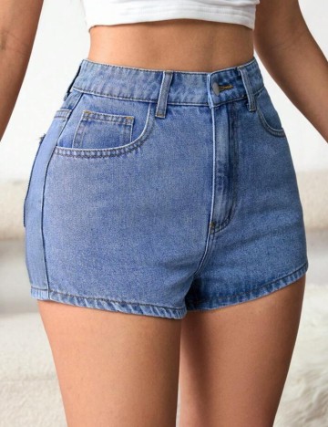 Pantaloni scurți de blugi Shein, albastru