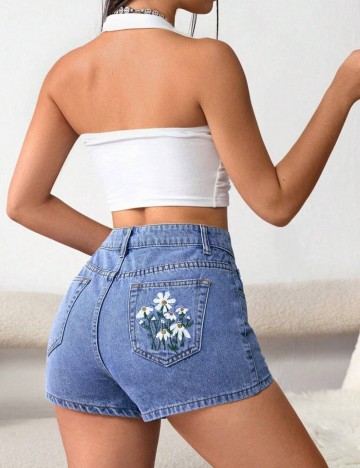 Pantaloni scurți de blugi Shein, albastru
