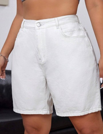 Pantaloni scurți de blugi Shein Curve+, alb