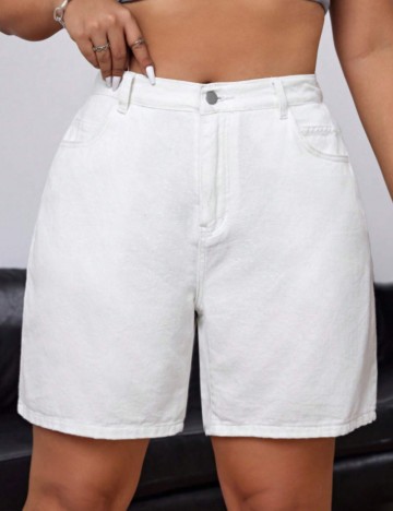 Pantaloni scurți de blugi Shein Curve+, alb