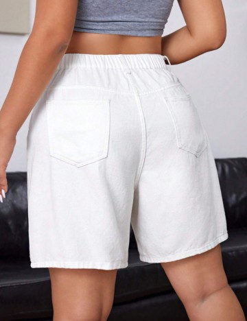 Pantaloni scurți de blugi Shein Curve+, alb