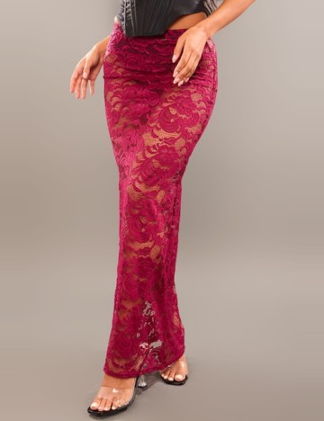 Fustă maxi PRETTYLITTLETHING, vișiniu