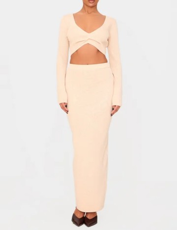 Fustă maxi PRETTYLITTLETHING, bej