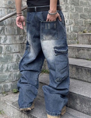 Jeans MANFINITY by Shein, albastru