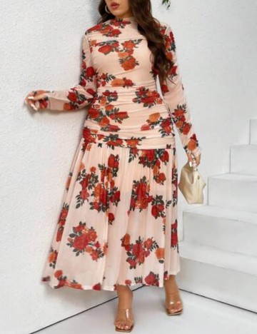 Rochie maxi Shein Curve+, mix culori