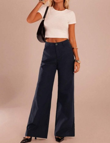 Pantaloni Forever by Shein, bleumarin
