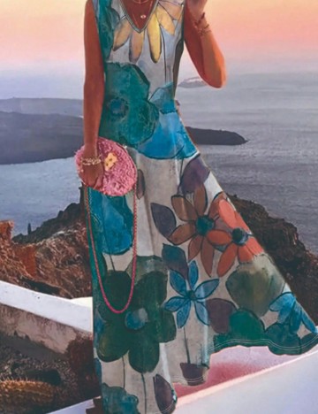 Rochie maxi Shein, mix culori