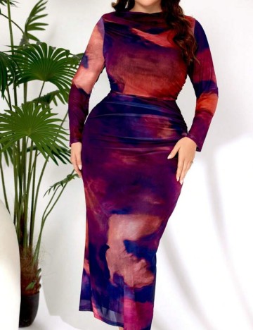 Rochie maxi Shein Curve+, mix culori