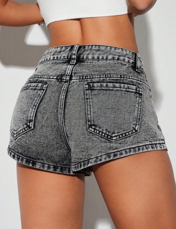 Pantaloni scurți de blugi Shein, negru
