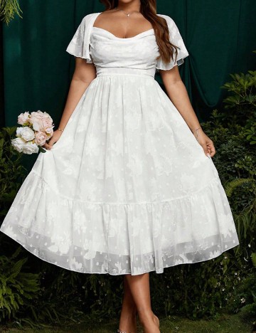 Rochie midi Shein Curve+, alb