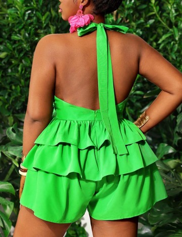 Salopetă scurtă Shein Curve+, verde