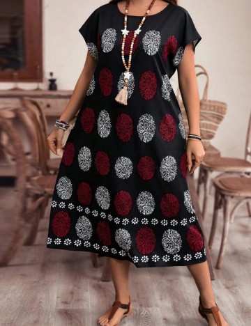 Rochie midi Shein Curve+, mix culori