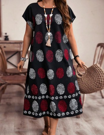 Rochie midi Shein Curve+, mix culori