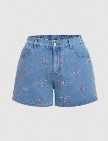 Pantaloni scurți de blugi Shein Curve+, albastru