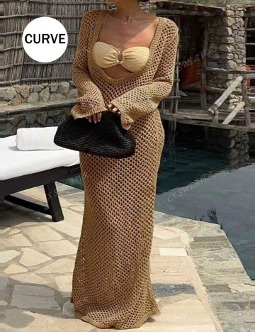 Rochie de plajă Shein Curve+, bej