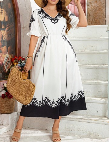 Rochie midi Shein Curve+, mix culori