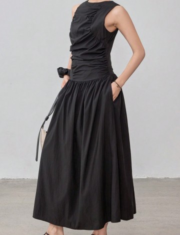 Rochie maxi DAZY / LESS by SHEIN, negru