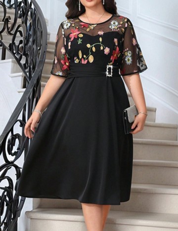 Rochie midi Shein Curve+, negru