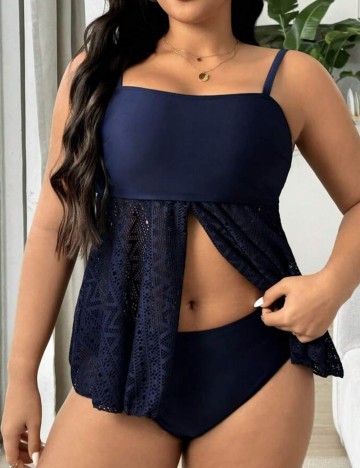 Costum de baie Shein Curve+, bleumarin