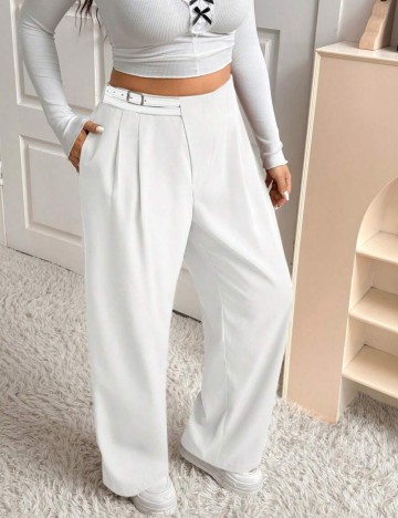 Pantaloni Shein Curve+, alb