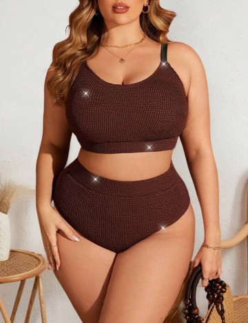 Costum de baie Shein Curve+, maro